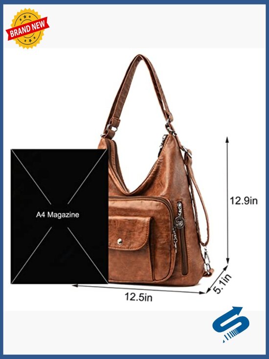 Convertible Backpack Purse for Women, PU Leather, Hobo Shoulder Bag, Multiple main image 4